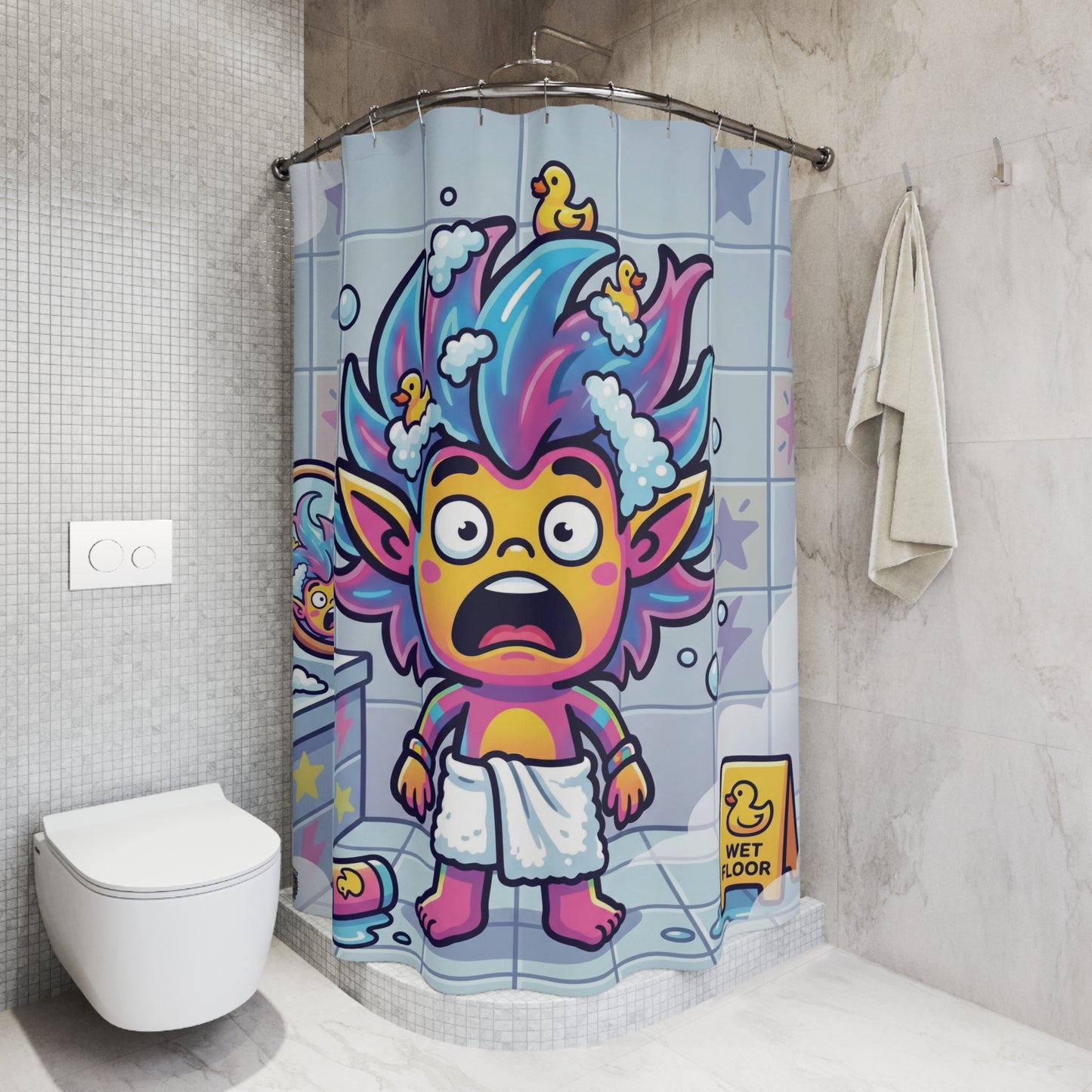 Colorful Shower Curtain – Funny Bath Time Design