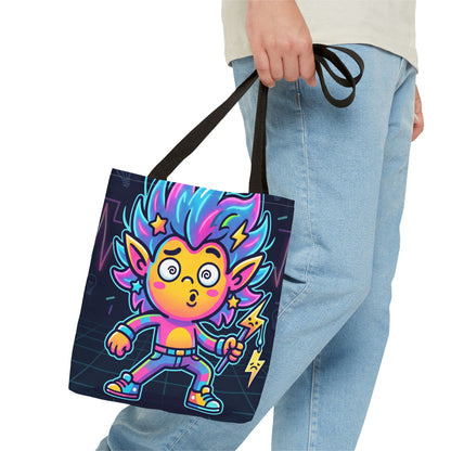 Neon Electric Tote Bag - Colorful Cartoon AOP Shoulder Bag