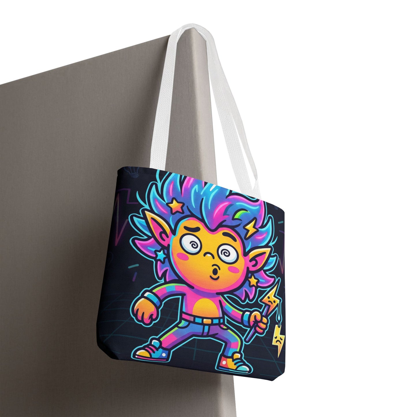 Neon Electric Tote Bag - Colorful Cartoon AOP Shoulder Bag