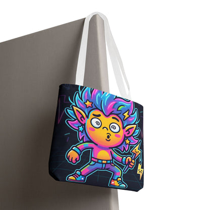 Neon Electric Tote Bag - Colorful Cartoon AOP Shoulder Bag