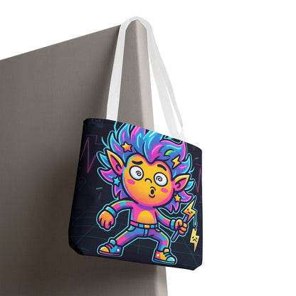 Neon Electric Tote Bag - Colorful Cartoon AOP Shoulder Bag