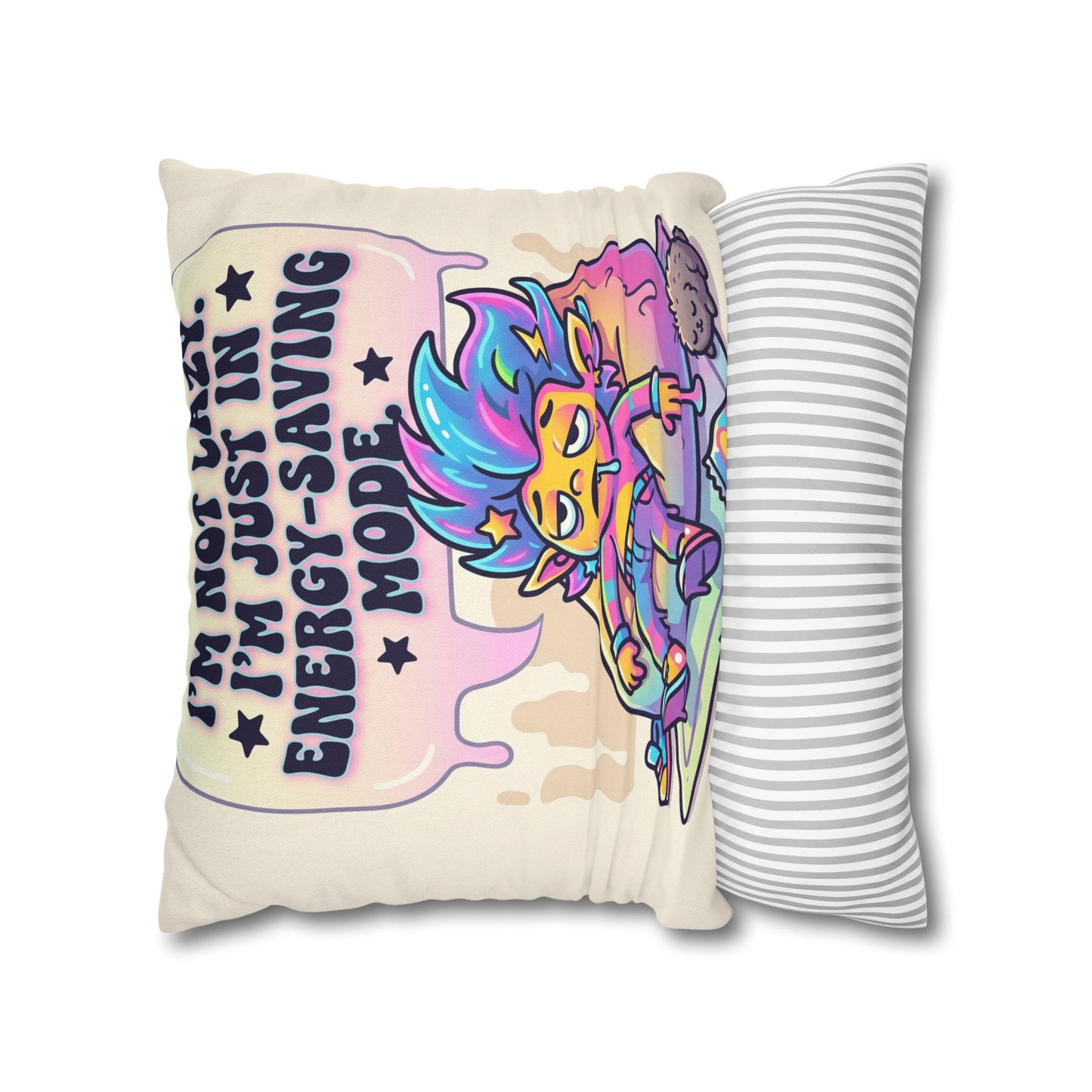 Energy-Saving Mode Decorative Pillow — Cute Tired Design