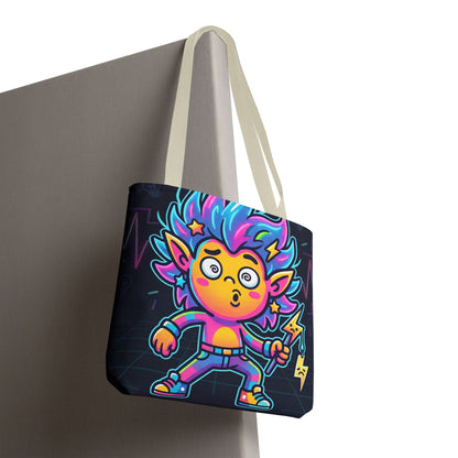 Neon Electric Tote Bag - Colorful Cartoon AOP Shoulder Bag
