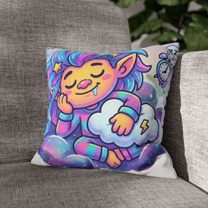 Cute Dreamer Throw Pillow — Colorful Sleeping Design