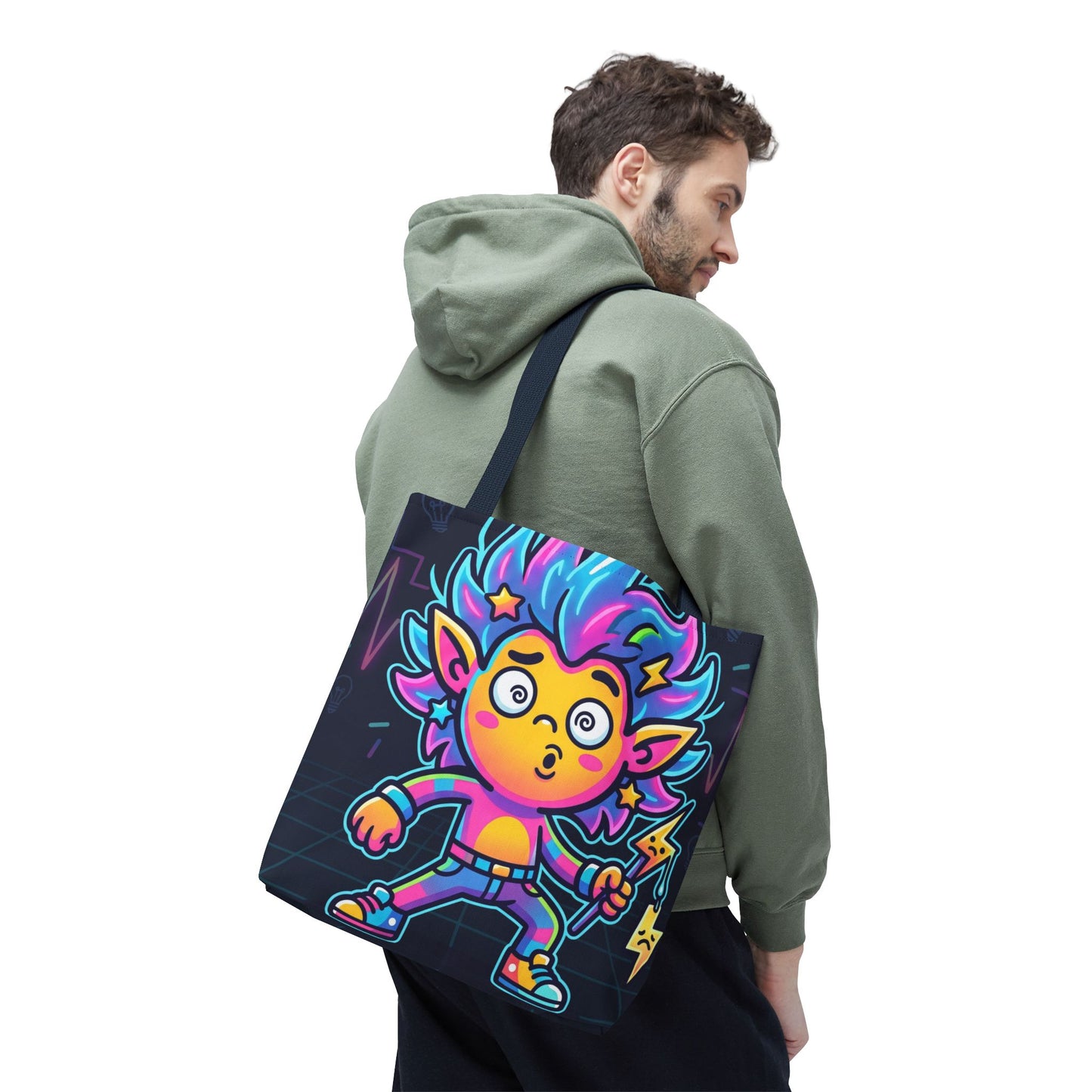Neon Electric Tote Bag - Colorful Cartoon AOP Shoulder Bag