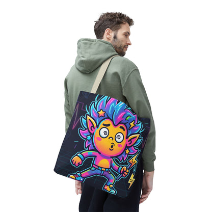 Neon Electric Tote Bag - Colorful Cartoon AOP Shoulder Bag