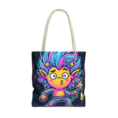 Neon Electric Tote Bag - Colorful Cartoon AOP Shoulder Bag