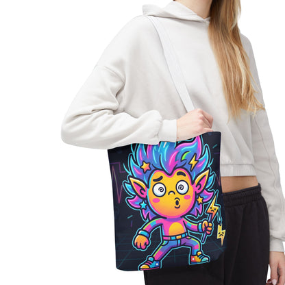 Neon Electric Tote Bag - Colorful Cartoon AOP Shoulder Bag