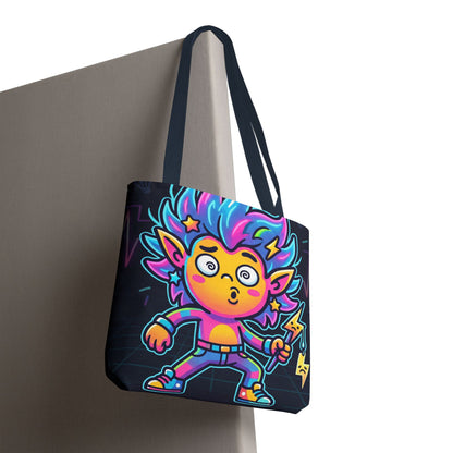 Neon Electric Tote Bag - Colorful Cartoon AOP Shoulder Bag