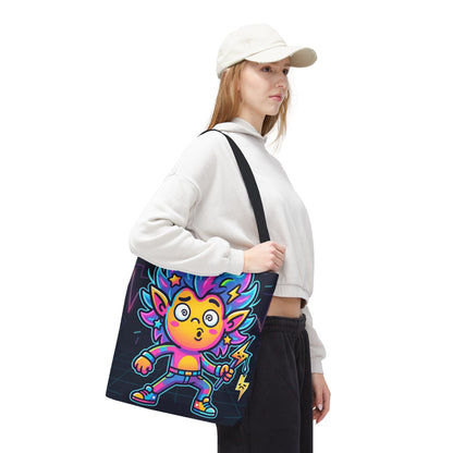 Neon Electric Tote Bag - Colorful Cartoon AOP Shoulder Bag