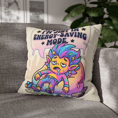 Energy-Saving Mode Decorative Pillow — Cute Tired Design