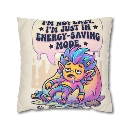 Energy-Saving Mode Decorative Pillow — Cute Tired Design