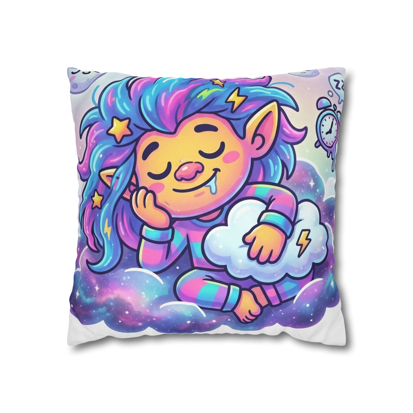 Cute Dreamer Throw Pillow — Colorful Sleeping Design