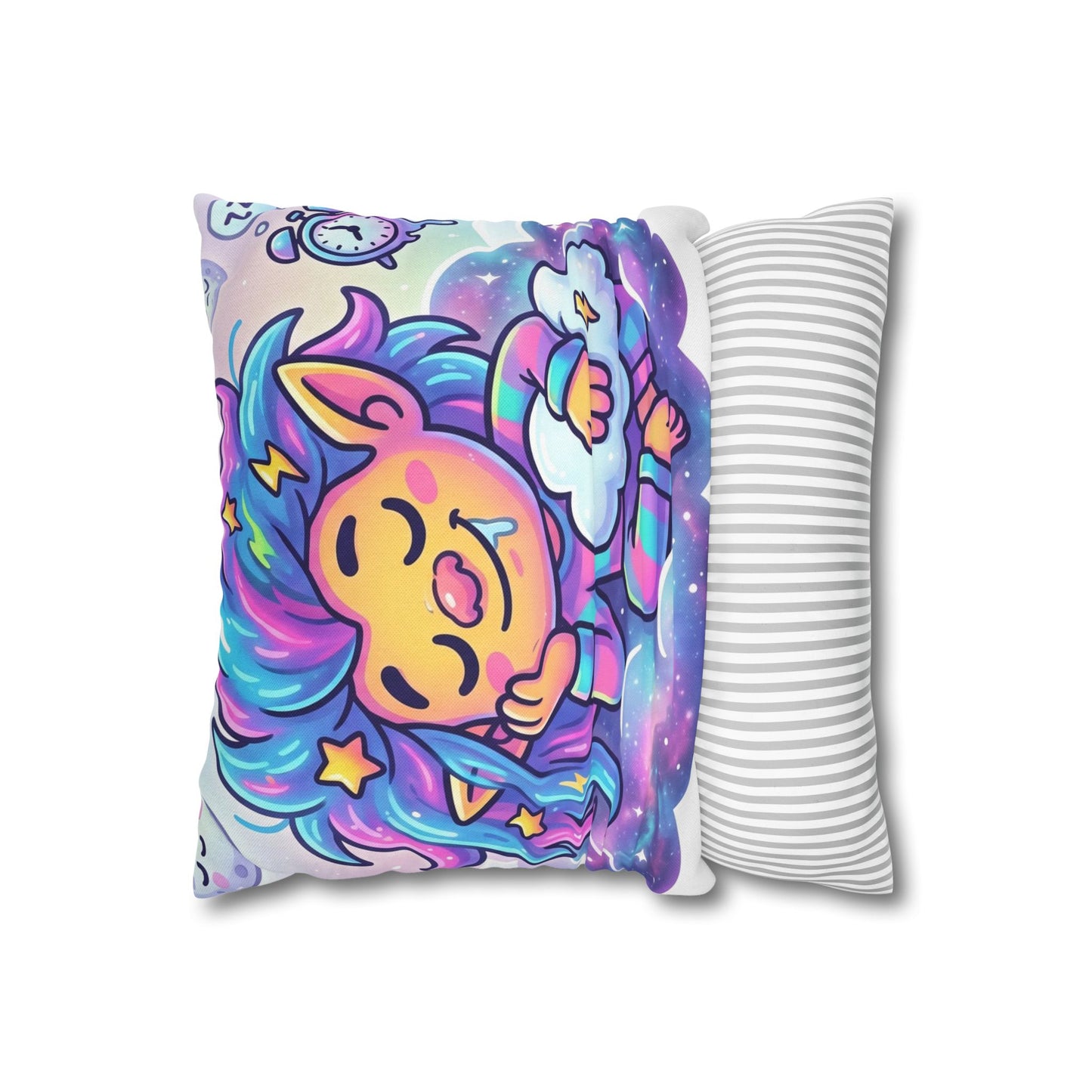 Cute Dreamer Throw Pillow — Colorful Sleeping Design