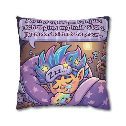 Star-Hair Sleeping Pillowcase — "Recharging My Hair Stars" Decorative Throw Pillow