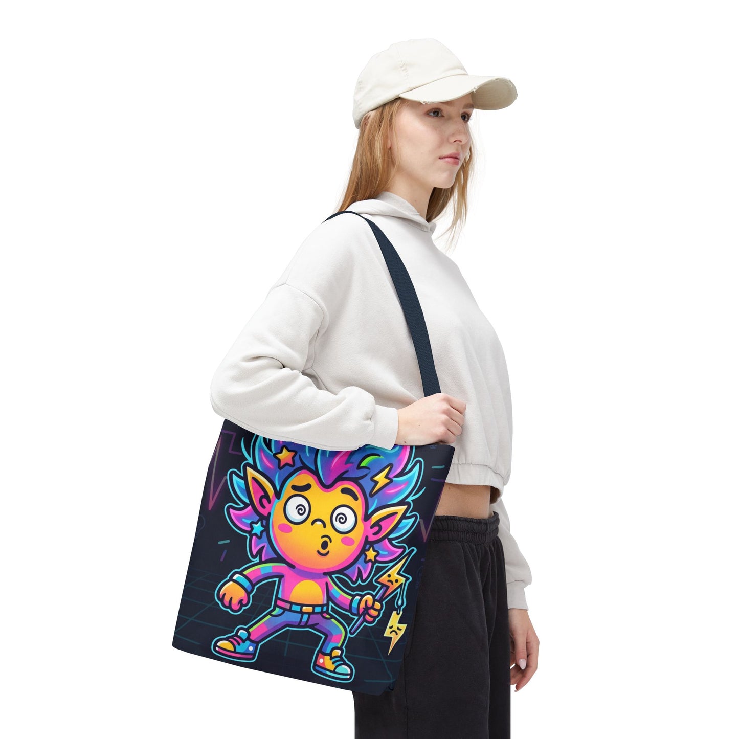 Neon Electric Tote Bag - Colorful Cartoon AOP Shoulder Bag