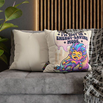 Energy-Saving Mode Decorative Pillow — Cute Tired Design