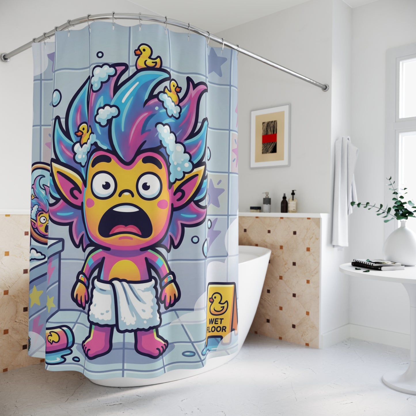 Colorful Shower Curtain – Funny Bath Time Design