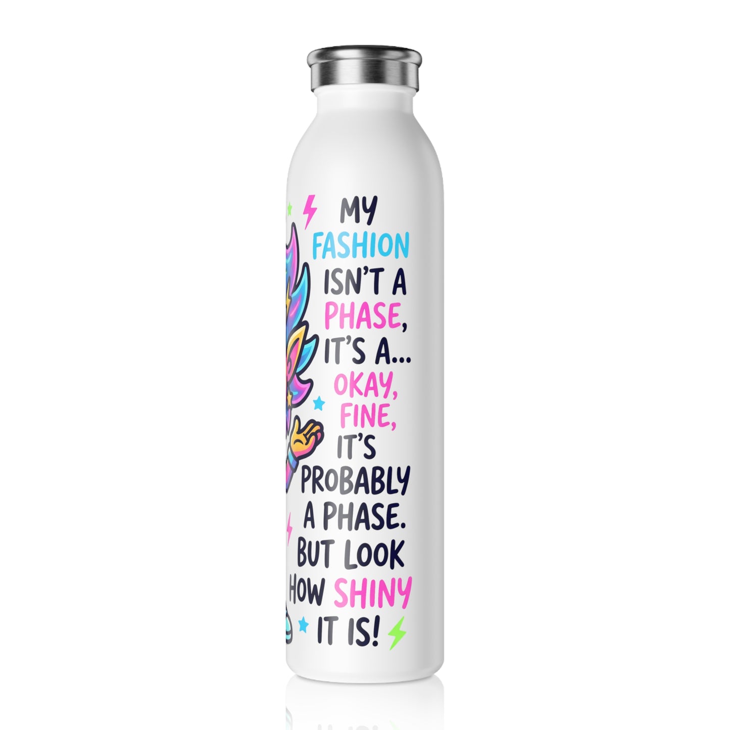 Slim Water Bottle — Colorful Punk Illustration Stainless Steel Bottle