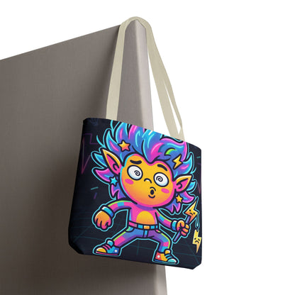 Neon Electric Tote Bag - Colorful Cartoon AOP Shoulder Bag