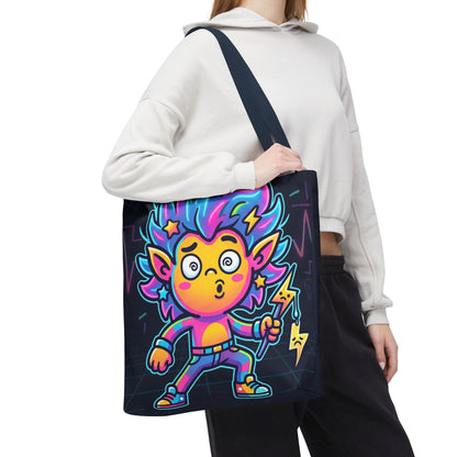 Neon Electric Tote Bag - Colorful Cartoon AOP Shoulder Bag