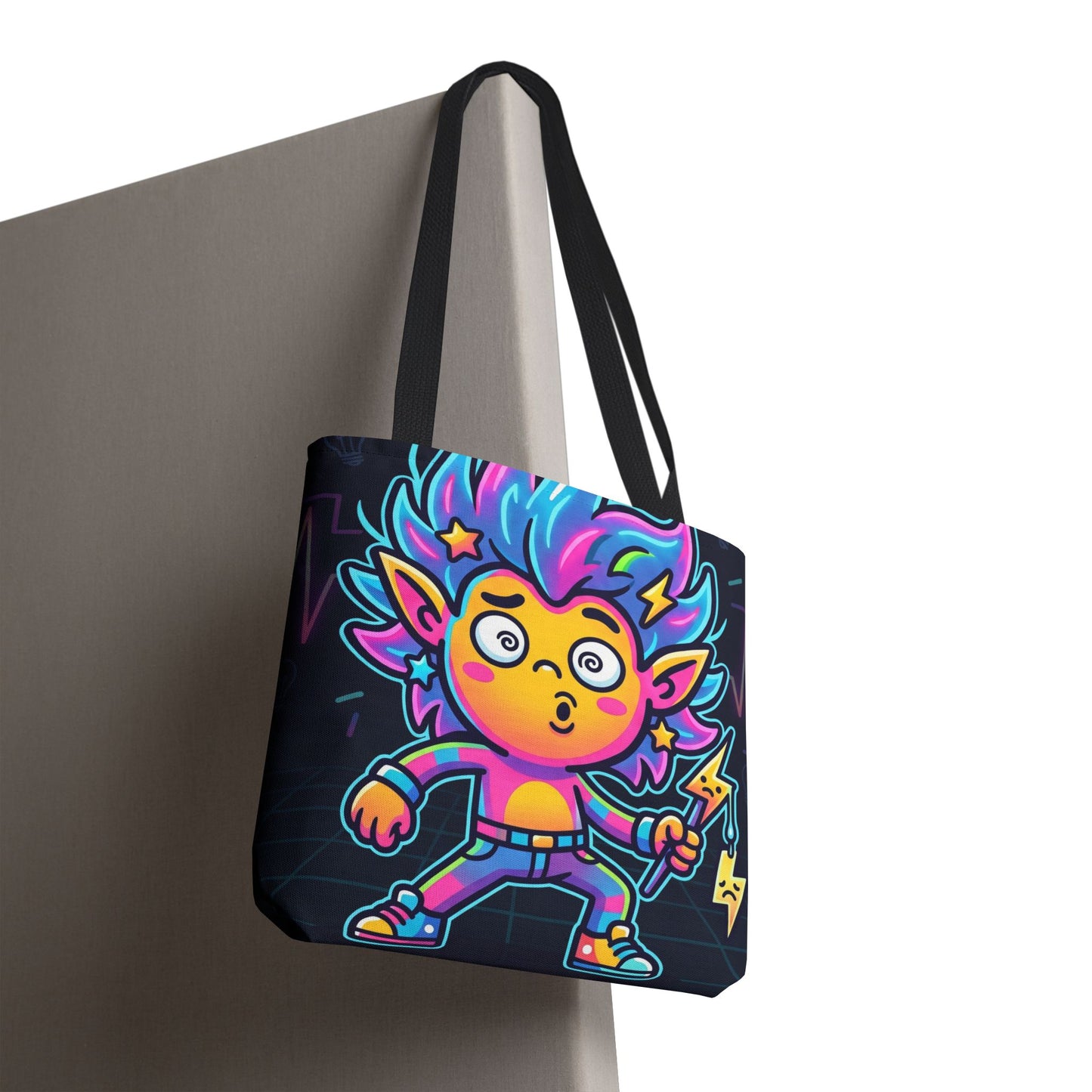 Neon Electric Tote Bag - Colorful Cartoon AOP Shoulder Bag