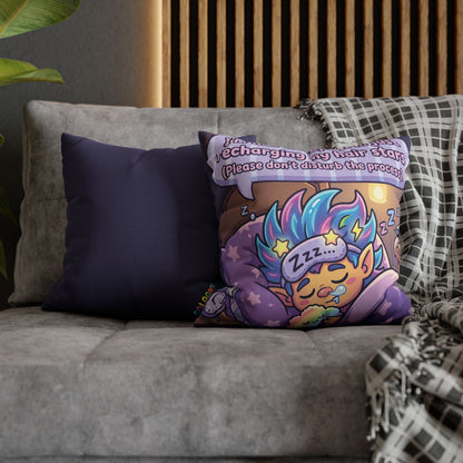 Star-Hair Sleeping Pillowcase — "Recharging My Hair Stars" Decorative Throw Pillow