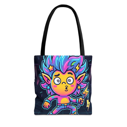 Neon Electric Tote Bag - Colorful Cartoon AOP Shoulder Bag