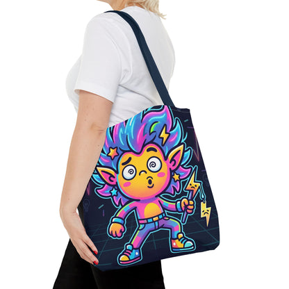 Neon Electric Tote Bag - Colorful Cartoon AOP Shoulder Bag