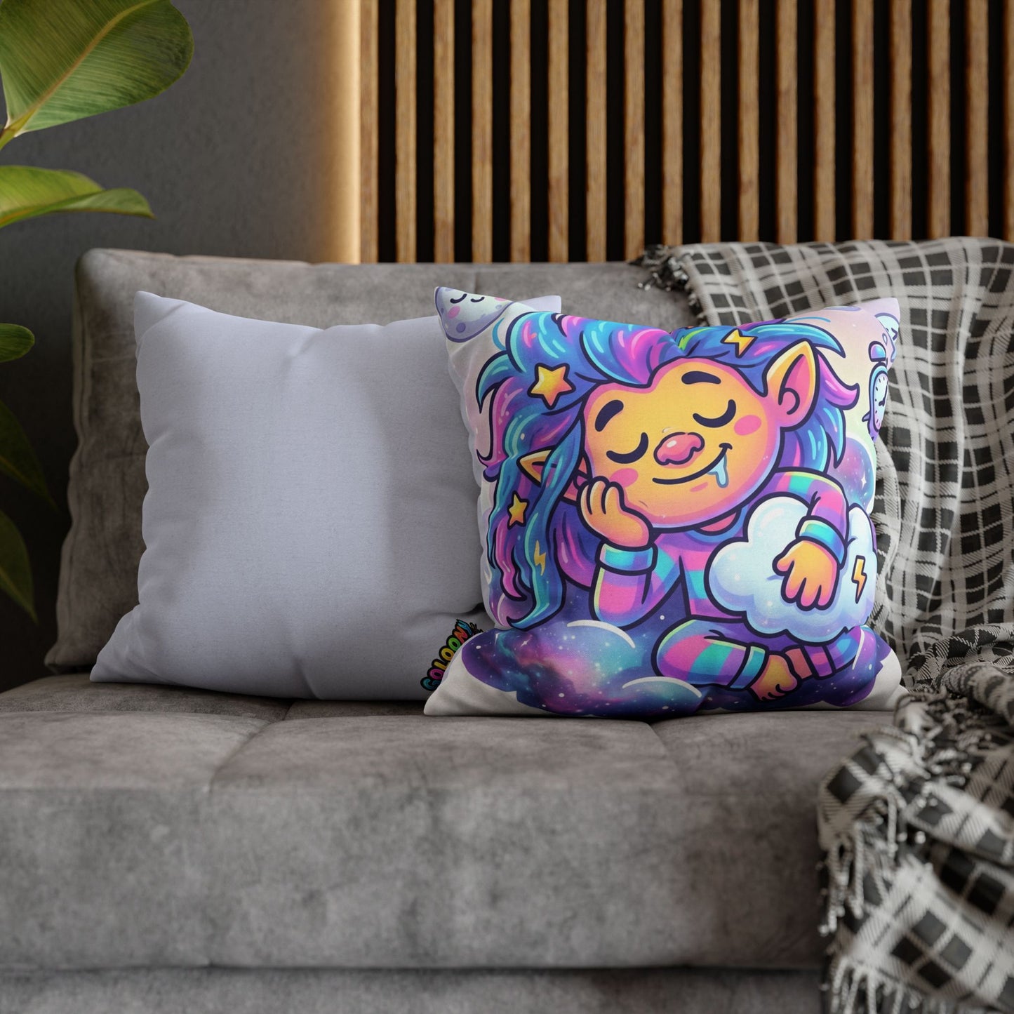 Cute Dreamer Throw Pillow — Colorful Sleeping Design