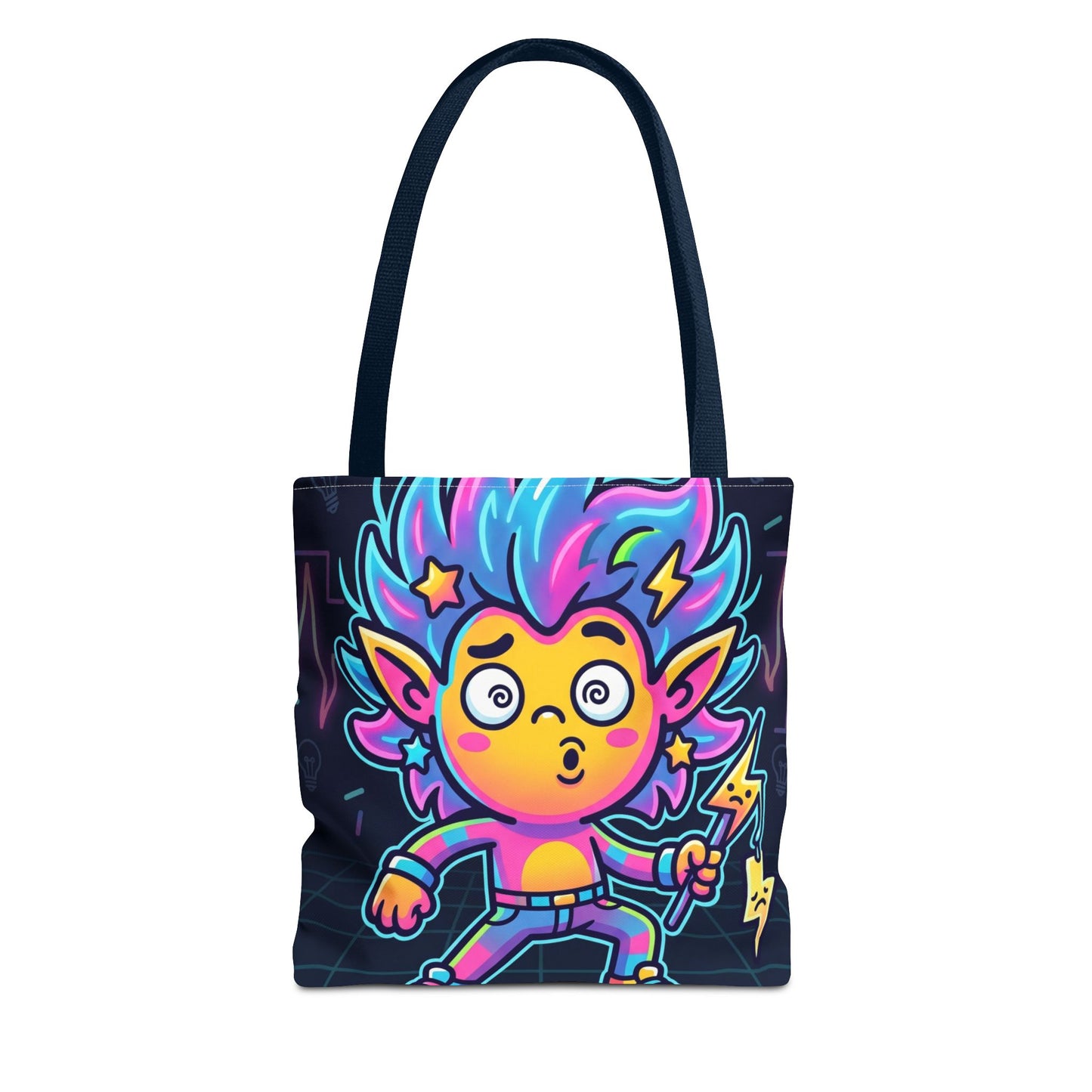Neon Electric Tote Bag - Colorful Cartoon AOP Shoulder Bag