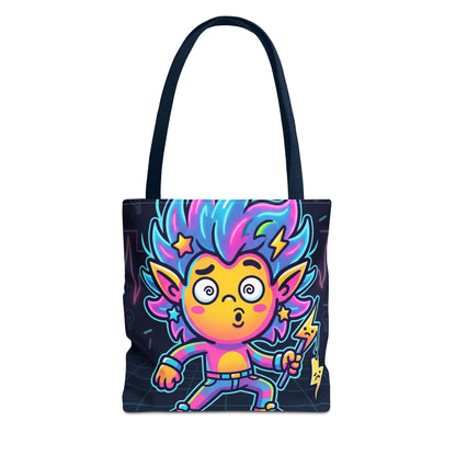Neon Electric Tote Bag - Colorful Cartoon AOP Shoulder Bag