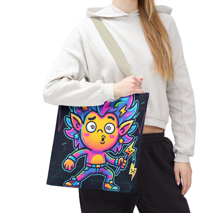 Neon Electric Tote Bag - Colorful Cartoon AOP Shoulder Bag