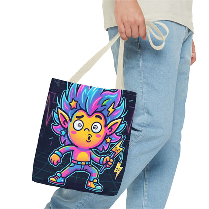 Neon Electric Tote Bag - Colorful Cartoon AOP Shoulder Bag