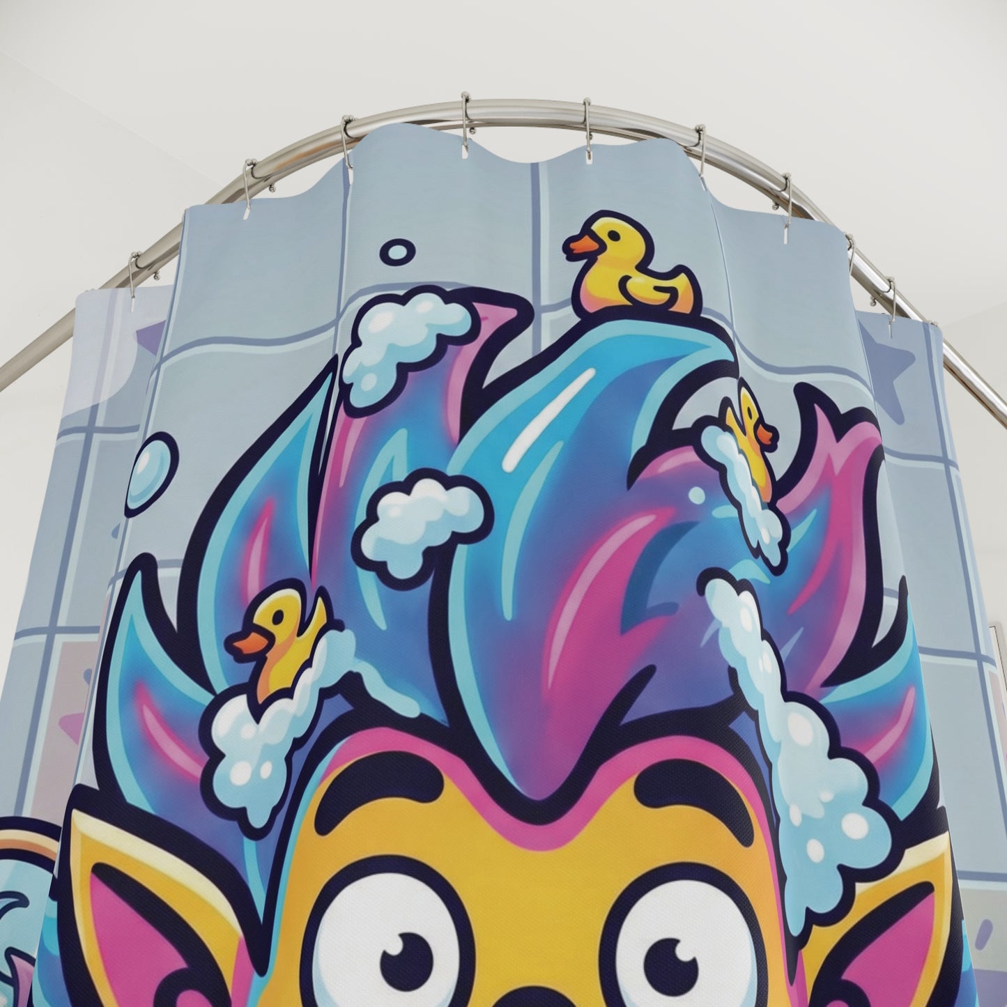 Colorful Shower Curtain – Funny Bath Time Design