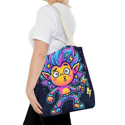 Neon Electric Tote Bag - Colorful Cartoon AOP Shoulder Bag