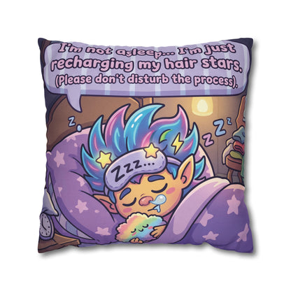 Star-Hair Sleeping Pillowcase — "Recharging My Hair Stars" Decorative Throw Pillow
