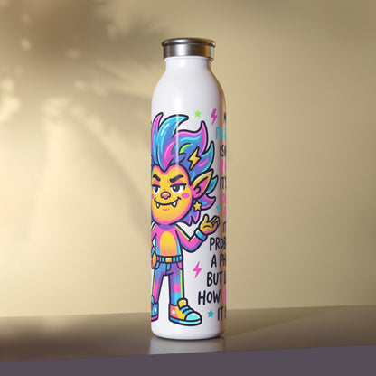 Slim Water Bottle — Colorful Punk Illustration Stainless Steel Bottle