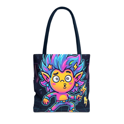 Neon Electric Tote Bag - Colorful Cartoon AOP Shoulder Bag