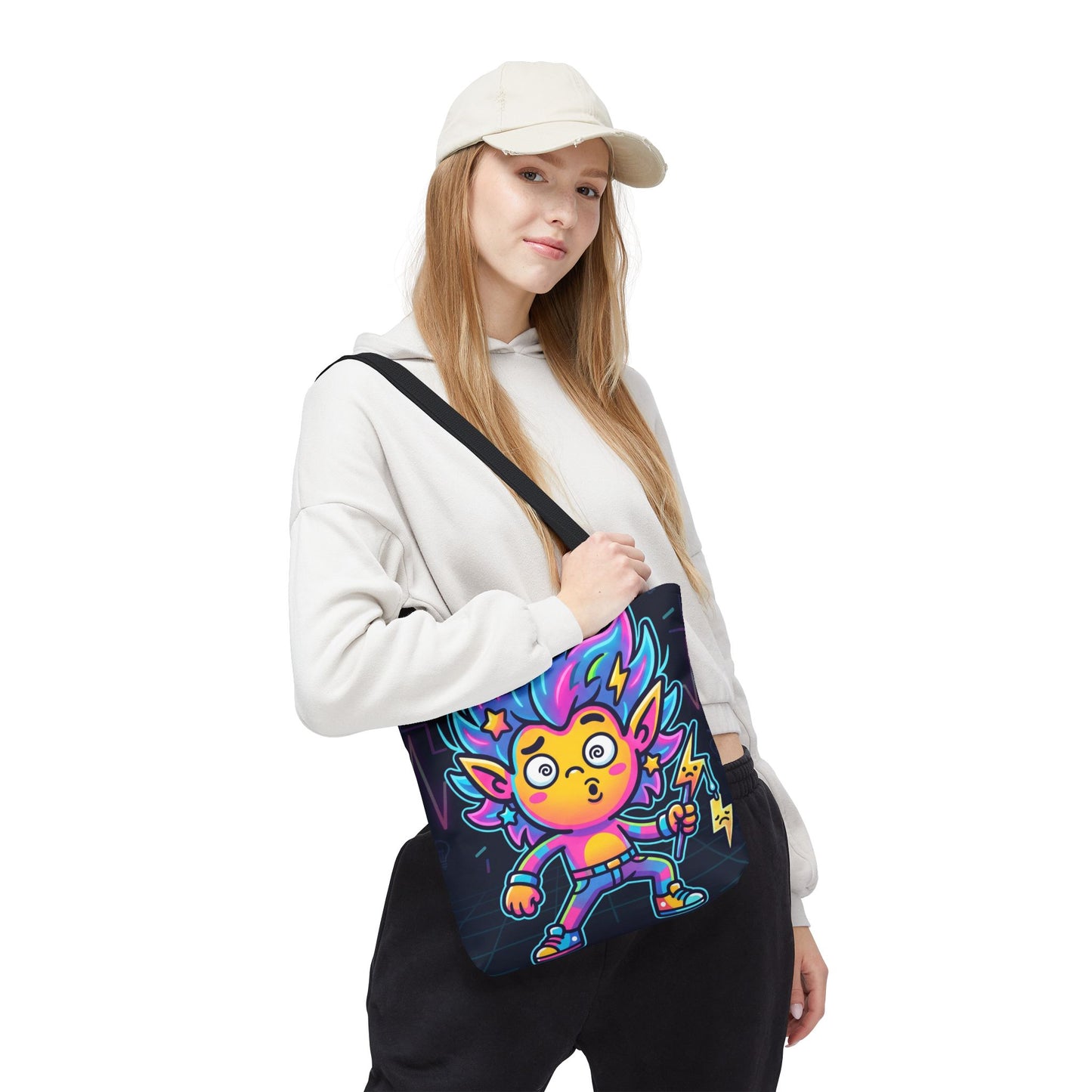 Neon Electric Tote Bag - Colorful Cartoon AOP Shoulder Bag