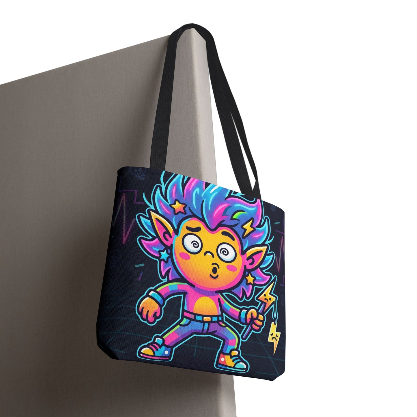 Neon Electric Tote Bag - Colorful Cartoon AOP Shoulder Bag