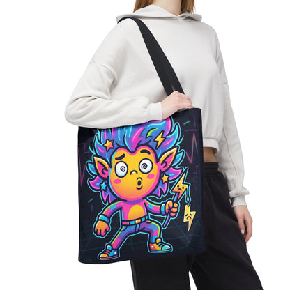Neon Electric Tote Bag - Colorful Cartoon AOP Shoulder Bag