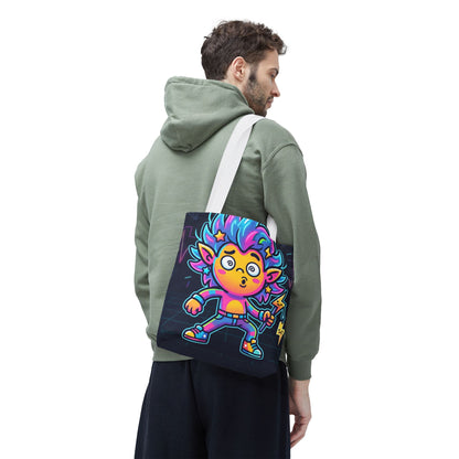 Neon Electric Tote Bag - Colorful Cartoon AOP Shoulder Bag