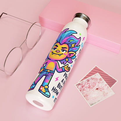 Slim Water Bottle — Colorful Punk Illustration Stainless Steel Bottle