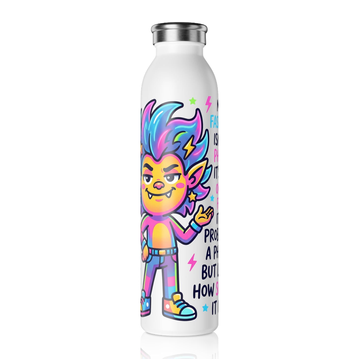 Slim Water Bottle — Colorful Punk Illustration Stainless Steel Bottle