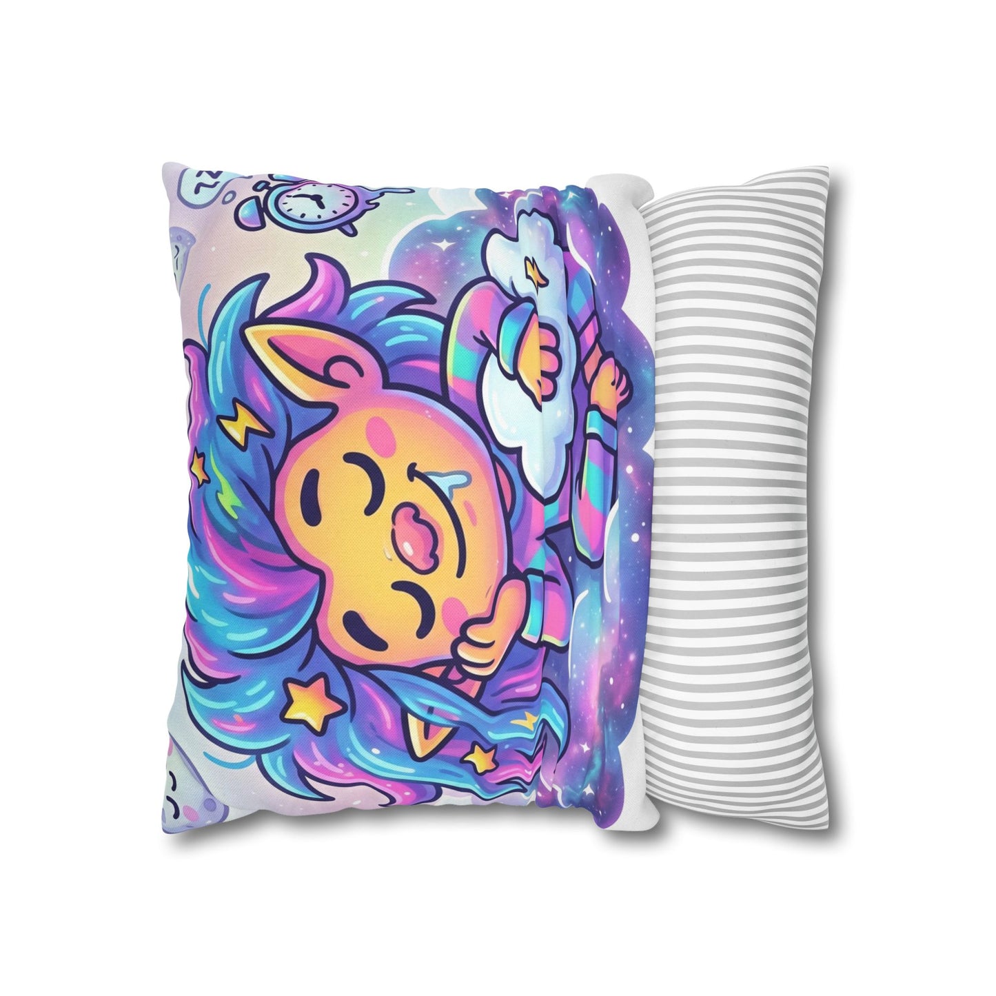 Cute Dreamer Throw Pillow — Colorful Sleeping Design
