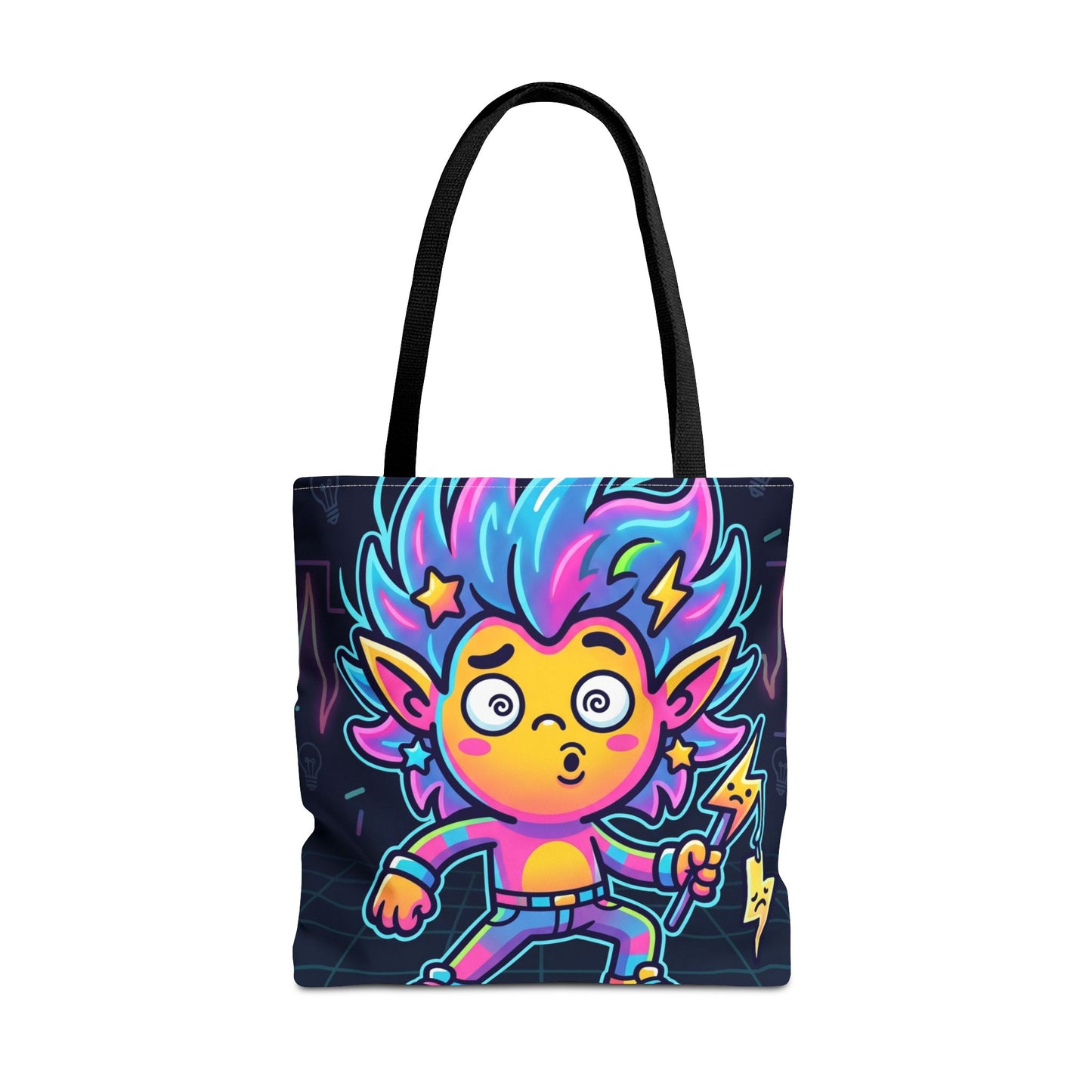 Neon Electric Tote Bag - Colorful Cartoon AOP Shoulder Bag