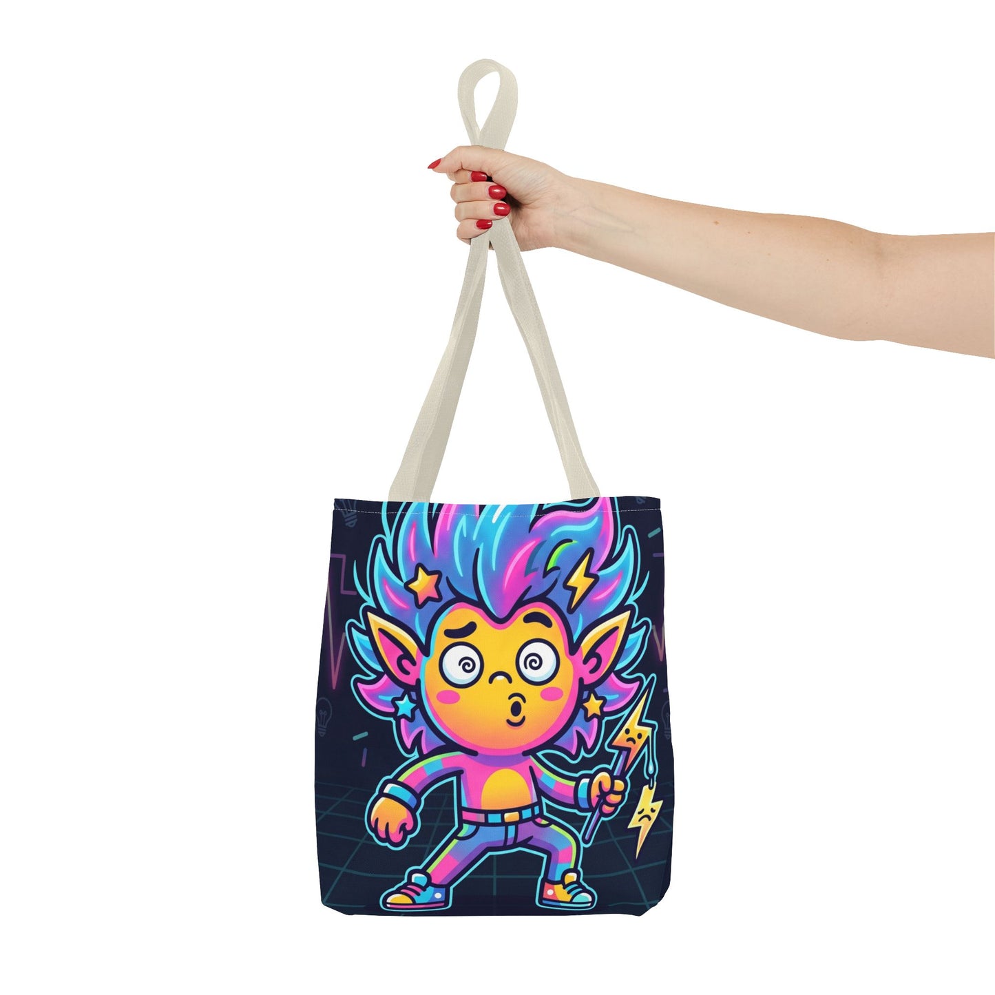 Neon Electric Tote Bag - Colorful Cartoon AOP Shoulder Bag
