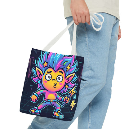 Neon Electric Tote Bag - Colorful Cartoon AOP Shoulder Bag