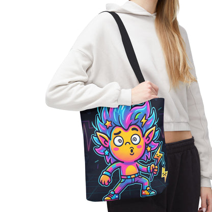 Neon Electric Tote Bag - Colorful Cartoon AOP Shoulder Bag
